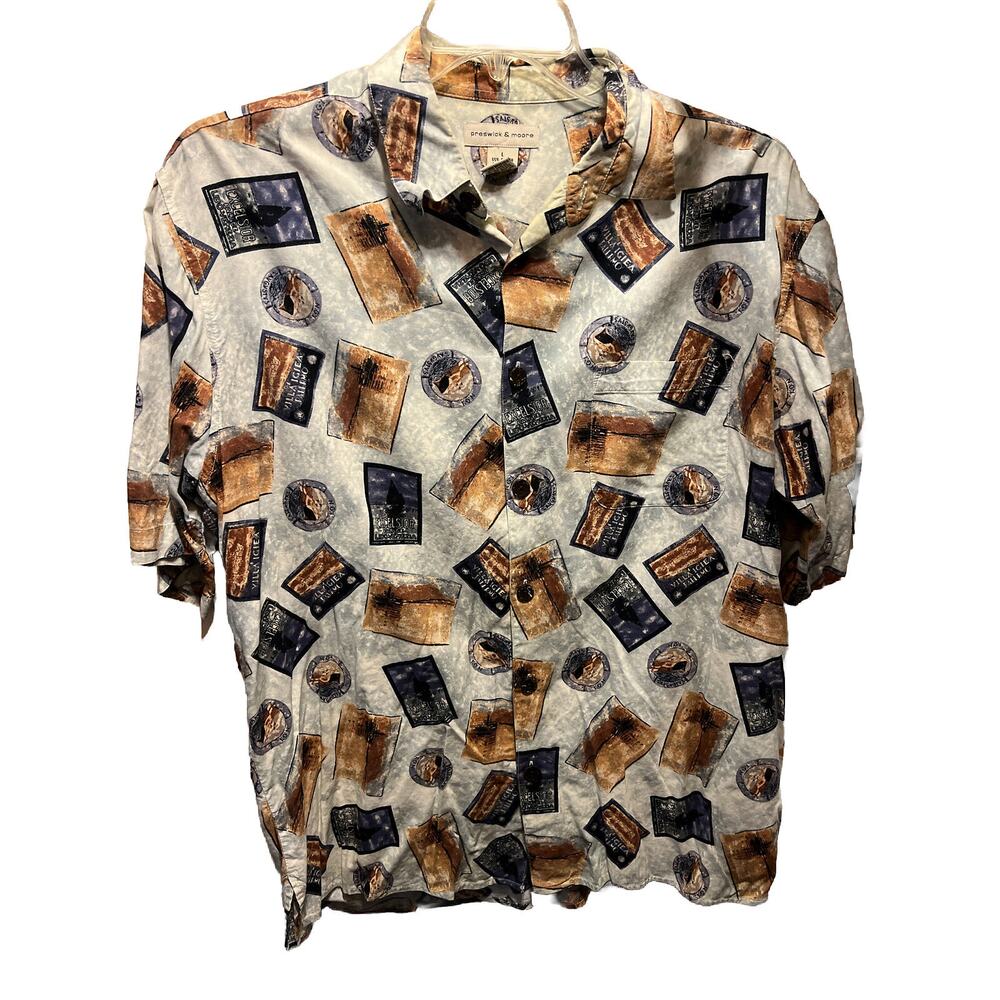 Preswick & Moore Vintage Men’s L Short Sleeve Button Down Cotton Blend Shirt